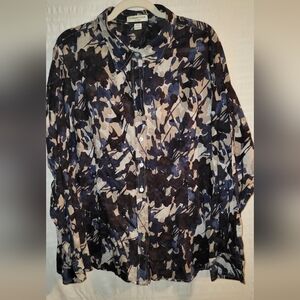 Coldwater Creek plus size blouse.  No Iron.  100% Cotton.  Beautiful abstract